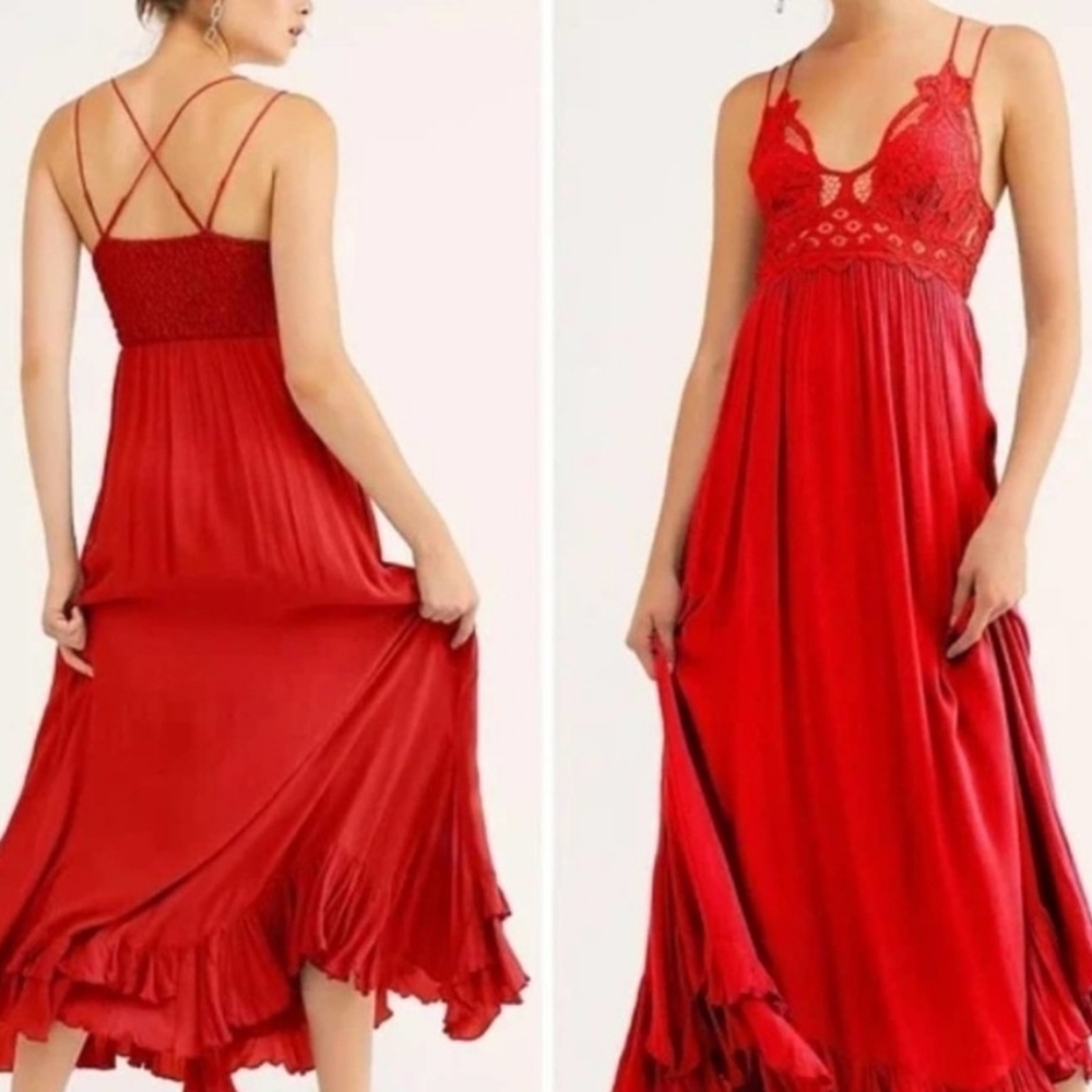 FP One Adella Maxi Slip Dress Red Size Large. - Picture 4 of 14